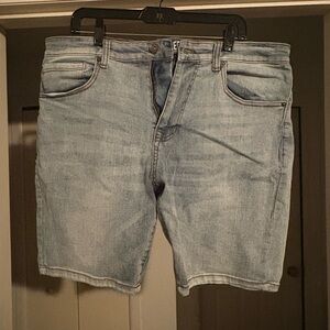 Blue Jean Shorts with Distressed Finish